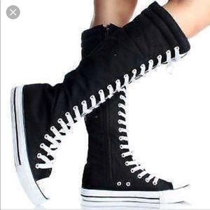 Black Knee High Sneakers